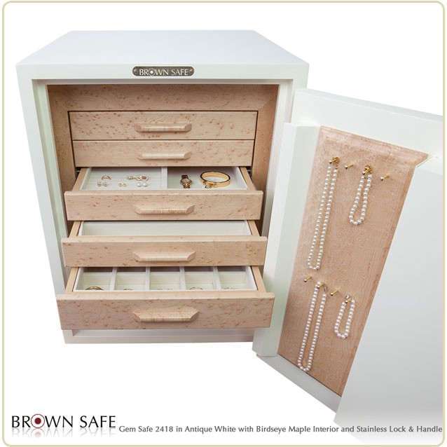 Luxury Safe - Gem 2418 with birdseye maple hardwood jewelry chest