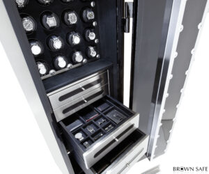 luxurious watch safe with stainless steel and carbon fiber