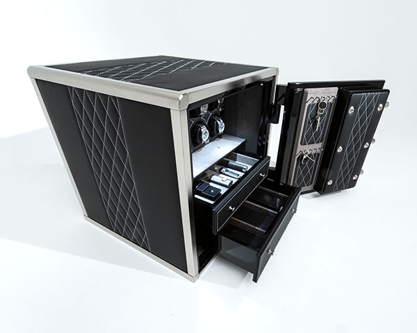 2418 bespoke leather in black and stainless